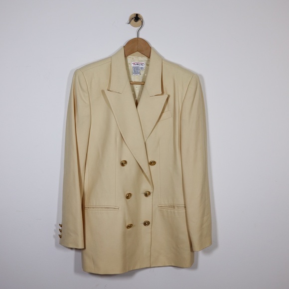 Talbots Womens Wool Longline Blazer Buttery Yellow Gold Buttons Size 10 Vintage - Picture 2 of 13